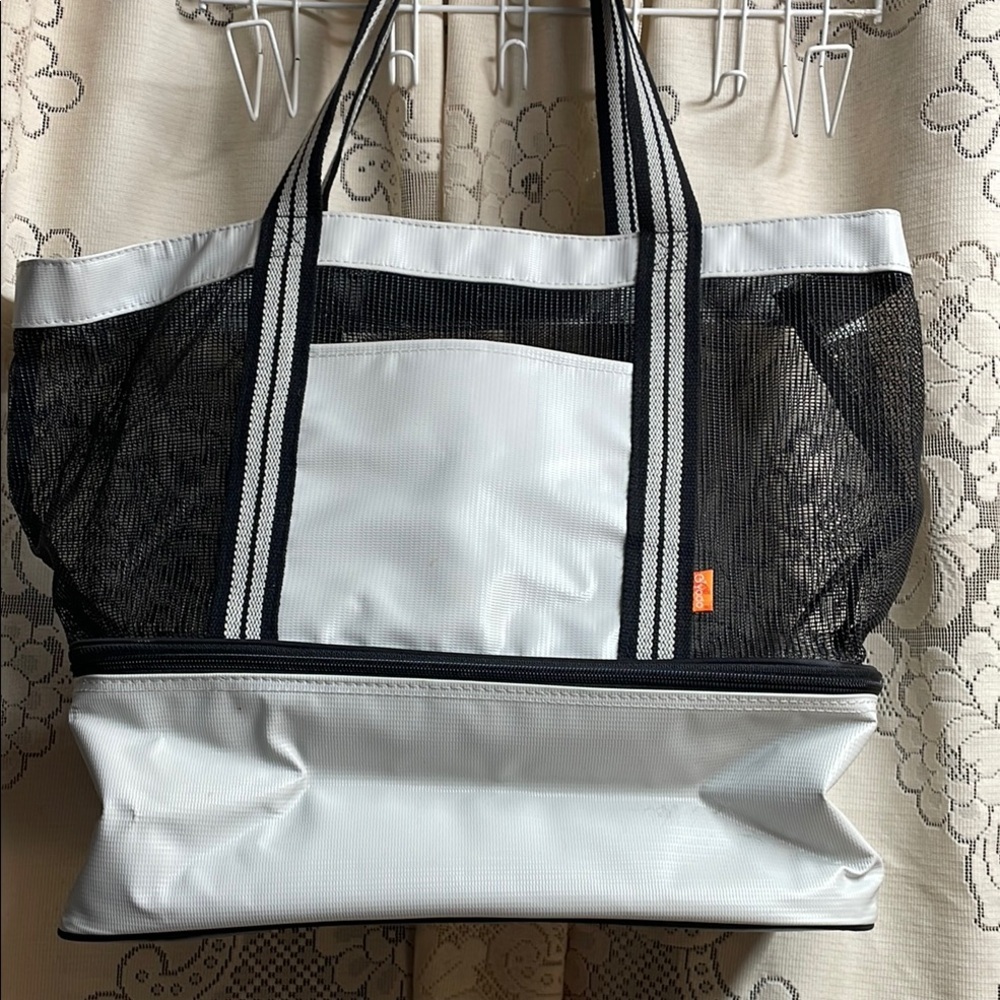 Silver and Black Food Cooler / Tote for Beach or Lake